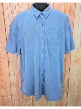 Travis Mathew Mens Blue Short Sleeve Slim Fit Shirt Size XXL